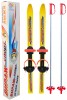 Лыжи детские АВТ Вираж-спорт 100 см, пластиковые с креплением + алюминиевые палки 100 см